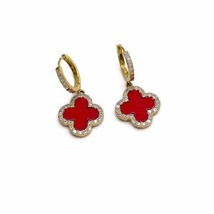 Van Cleef & Arpels Red and Gold Clover Earrings